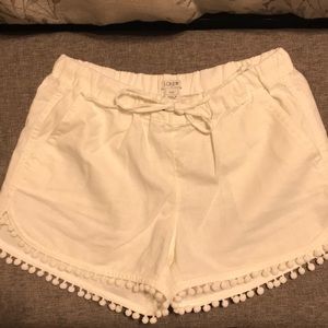 White J. Crew shorts with Pom Pom detail